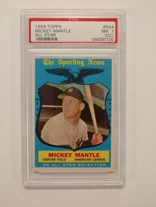 1959 Topps Baseball Mickey Mantle All Star 564 Psa 7 Nm Oc