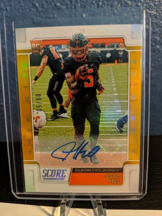 2019 Score Justice Hill Rookie Auto Gold Zone 09/50 Plus 4 Base Rookies