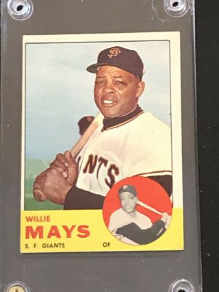 1963 Topps Baseball Card Willie Mays 300 Ex Bv $300
