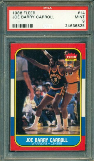 Joe Barry Carroll 1986 Fleer Basketball 14 Psa 9 - Centered 50/50