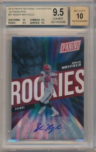 Baker Mayfield 2018 Panini National Convention Autograph Rc Auto Bgs 9.  5 Gem 10