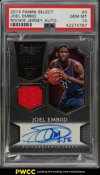 2014 Select Basketball Joel Embiid Rookie Rc Auto Patch /199 3 Psa 10 (pwcc)