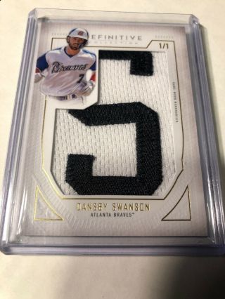 2019 Topps Definitive Dansby Swanson Name Plate Patch “s” 1/1 Braves