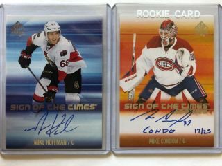 Mike Hoffman & Mike Condon 17/25 Sp Authentic Sign Of The Times Auto Cards