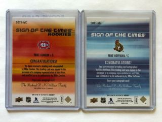 MIKE HOFFMAN & MIKE CONDON 17/25 SP AUTHENTIC SIGN OF THE TIMES AUTO CARDS 2