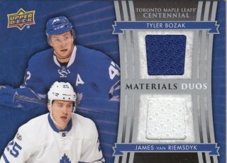 2017 - 18 Toronto Maple Leafs Centennial Materials Duos Tyler Bozak & James Van Ri