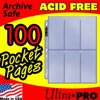 100 - 6 Pocket 2.  5x5.  25 Protector Pages Ultra Pro Archive Safe 206d - 100