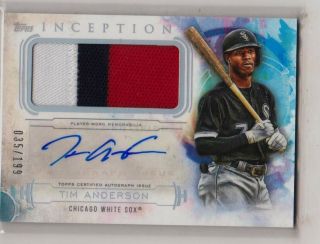 2019 Topps Inception Baseball 3 Color Patch Autograph Auto Tim Anderson 035/199