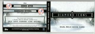 DEREK JETER MARIANO RIVERA JERSEY PATCH /5 2019 TOPPS DIAMOND ICONS BOOK RED 1/1 2