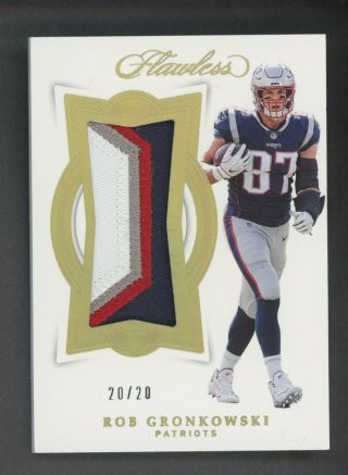 2018 Panini Flawless Rob Gronkowski Patriots 4 - Color Patch 20/20