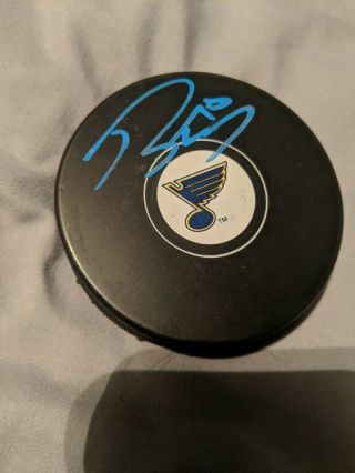 Robert Thomas Signed Blues Puck.  Rookie Sensation Signed In 2019