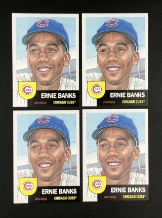 (4) 2019 Topps Living Set 217 Ernie Banks Chicago Cubs Only 5,  406 Printed Sp