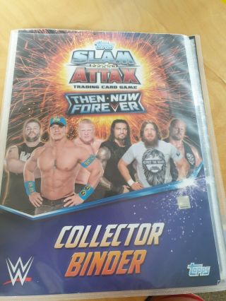 Wwe Topps Slam Attax Trading Card Game Then Now Forever Collector Binder & Cards