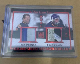 2015 - 16 Leaf In The Game Barrasso Dominik Hasek Dual Patch Jersey 4/4 Logo