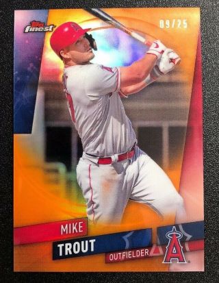 Mike Trout 2019 Topps Finest 25 - Orange Refractor 9/25 - Angels