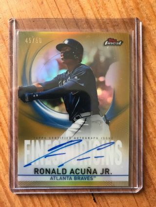 Ronald Acuna Jr 2019 Topps Finest Baseball Origins Gold Refractor Auto 45/50 Jk