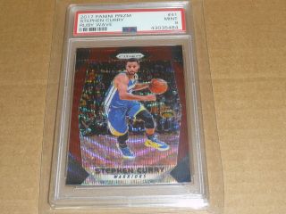 2017/18 Panini Prizm Stephen Curry Ruby Wave Refractor Warriors 41 Psa 9
