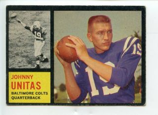 1962 Topps Football Card 1 Johnny Unitas Vgex