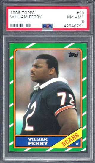 1986 Topps Football William Perry 20 Psa 8 Nm - Mt (8791)