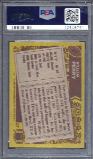 1986 TOPPS FOOTBALL WILLIAM PERRY 20 PSA 8 NM - MT (8791) 2