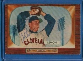 1955 Bowman 191 Bob Lemon Autographed Signed Cleveland Indians Card