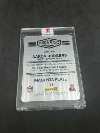 2017 Certified Cuts Highlight Reels 21 Aaron Rodgers printing plate auto 1/1 2