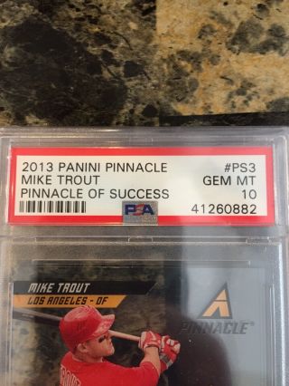 2013 Panini Pinnacle MIKE TROUT Pinnacle Of Success PSA 10 Gem Angels 3