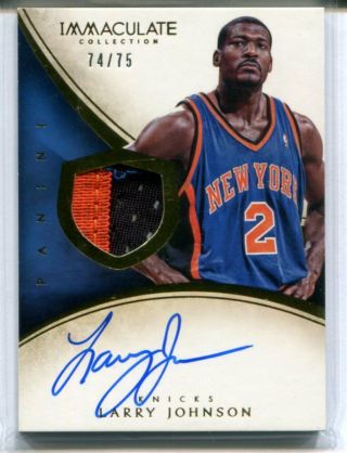 2013 - 14 Panini Immaculate Larry Johnson Patch Auto Autograph 74/75 2col