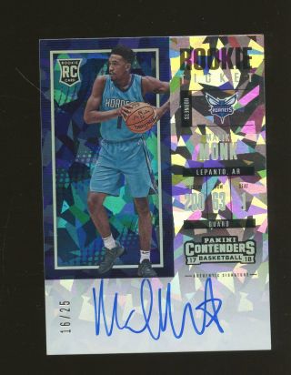 2017 - 18 Contenders Cracked Ice Rookie Ticket Malik Monk Hornets Rc Auto /25