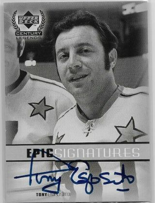 99 - 00 Ud Century Legends Tony Esposito Signatures Auto Te - 1999 Upper Deck