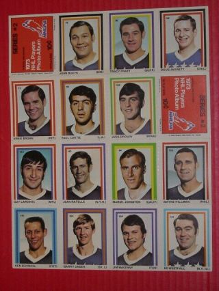 1972 - 73 Eddie Sargent Nhl Players Hockey Stamp Panel Series 2.  Bucyk,  Lapointe