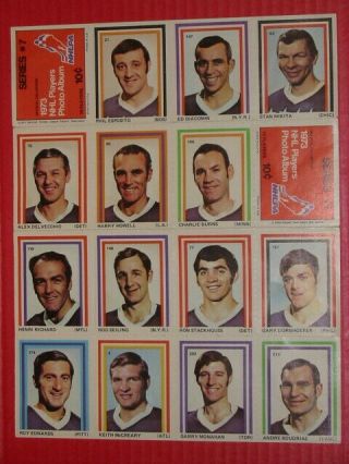 1972 - 73 Eddie Sargent Nhl Players Hockey Stamp Panel Series 7.  Espo,  Hofers