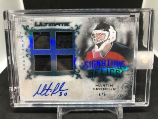 2019 Leaf Ultimate Hockey Martin Brodeur Quad Game Jersey Relic Auto Ssp /5