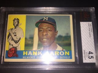 Hank Aaron 1960 Topps Graded Bgs 4.  5 Vg Ex,