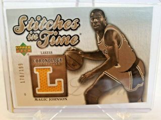 2006 - 07 Ud Chronology Magic Johnson Stitches In Time Game Worn Jersey D/199