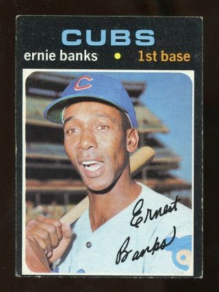 1971 Topps Ernie Banks 525 Baseball Card Vg - Ex No Creases