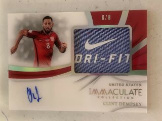 2018 - 19 Immaculate Clint Dempsey Nike Dri - Fit Patch Logo Auto 8/8 Jersey Number