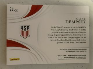 2018 - 19 IMMACULATE CLINT DEMPSEY NIKE DRI - FIT PATCH LOGO AUTO 8/8 JERSEY NUMBER 2
