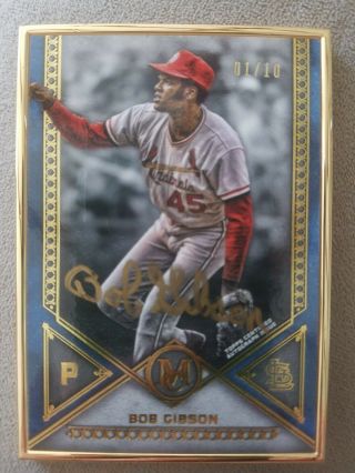 2019 Topps Museum Bob Gibson Gold Framed Auto Gold On - Card Autograph 1/10