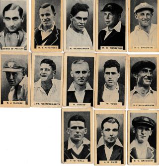 13 B.  D.  V.  Cigarette Cards Test Cricketers 1932 - 1933
