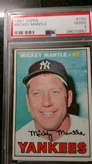 1967 Topps Mickey Mantle 150 Psa 2 Good Nyy Hall Of Fame/ Looking Card