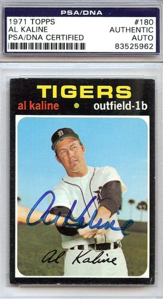 Al Kaline Autographed Signed 1971 Topps Card 180 Tigers Psa/dna 83525962