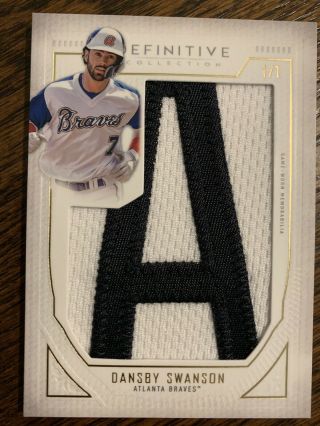 2019 Topps Definitive Dansby Swanson Name Plate Patch “a” 1/1 Braves