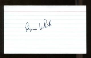 Byron White Signed Index Card 3x5 Autographed Cfhof Colorado Us Supreme Court
