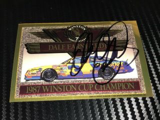 Dale Earnhardt Signed Winston 20th Anniversary 1987 Champion Wrangler 3 Card