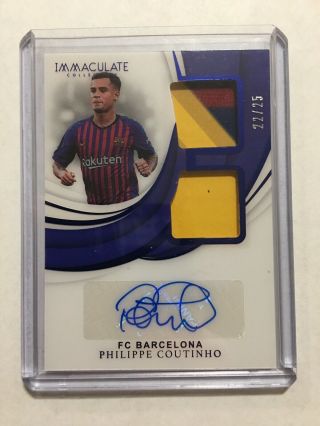 2018 - 19 Immaculate Philippe Coutinho 4 Color Dual Patch Auto /25 Fc Barcelona
