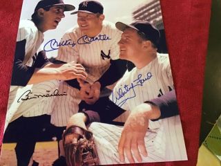 Whitey Ford Mickey.  Mantle Billiy Martin Autographed Photo Certified