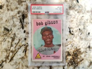Bob Gibson 1959 Topps Rookie Rc Baseball Card 514 Psa Vg - Ex 4 Cardinals