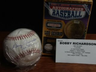 Bobby Richardson Tri Star Signed Autographed/signed Baseball 1960 Ws Mvp