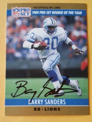 Barry Sanders Autograph Nfl Detroit Lions Football Card Hand Signed Auto